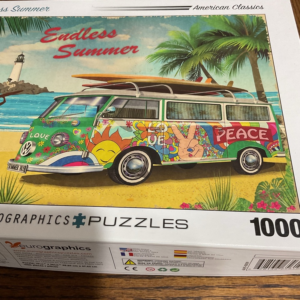 American Classics Endless Summer Puzzle 1000 pieces Peace Love VW Van Surfboard